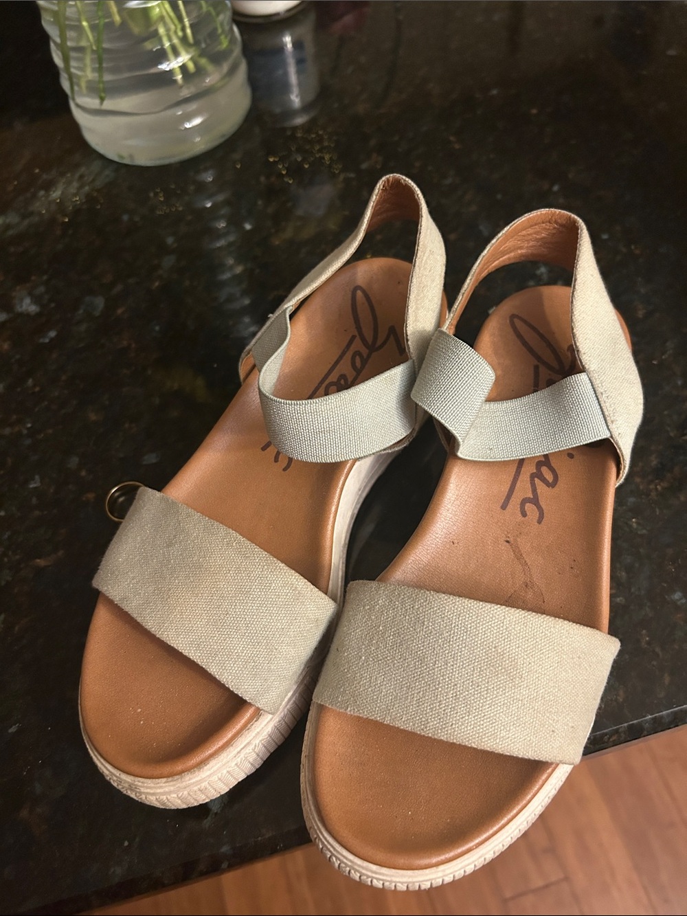 Comfort Canvas Platform Sandals - Beige